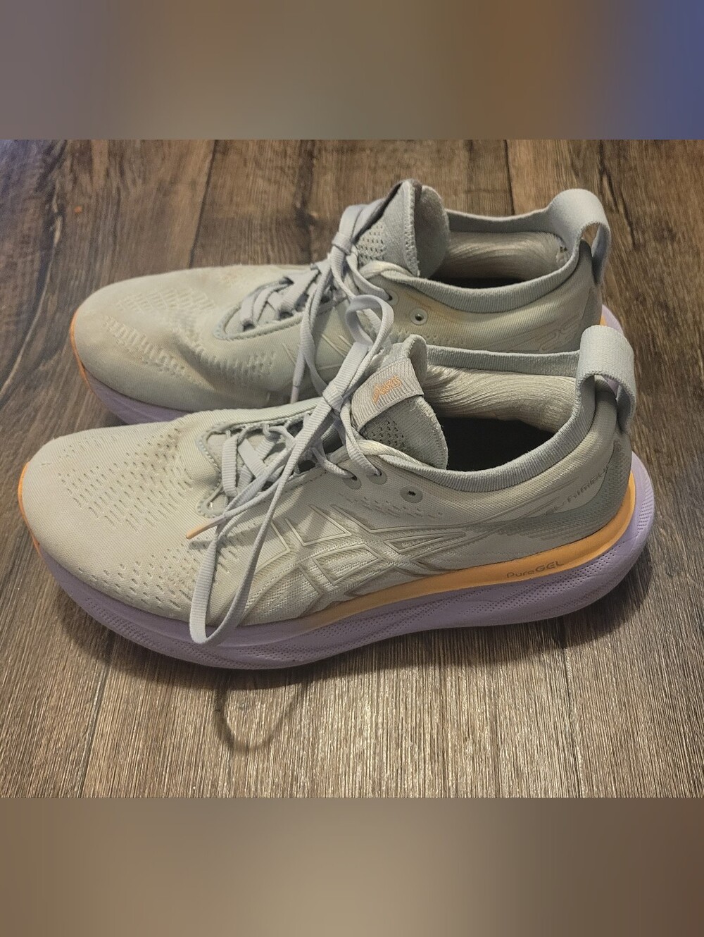 ASICS Women's Light Gray Sneakers with Peach and Lavender Trim